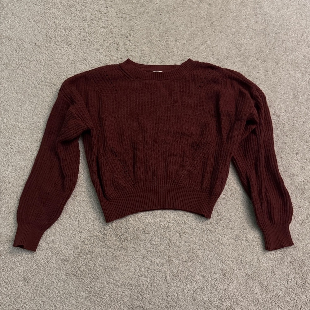 Garage | Maroon Crop Knit Sweater